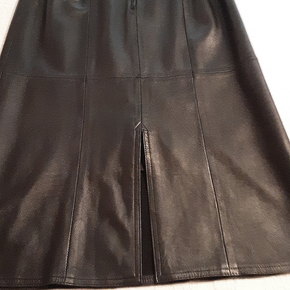 BETTINA Maxi Lined Black Leather Skirt Size: 16 - Picture 4 of 7